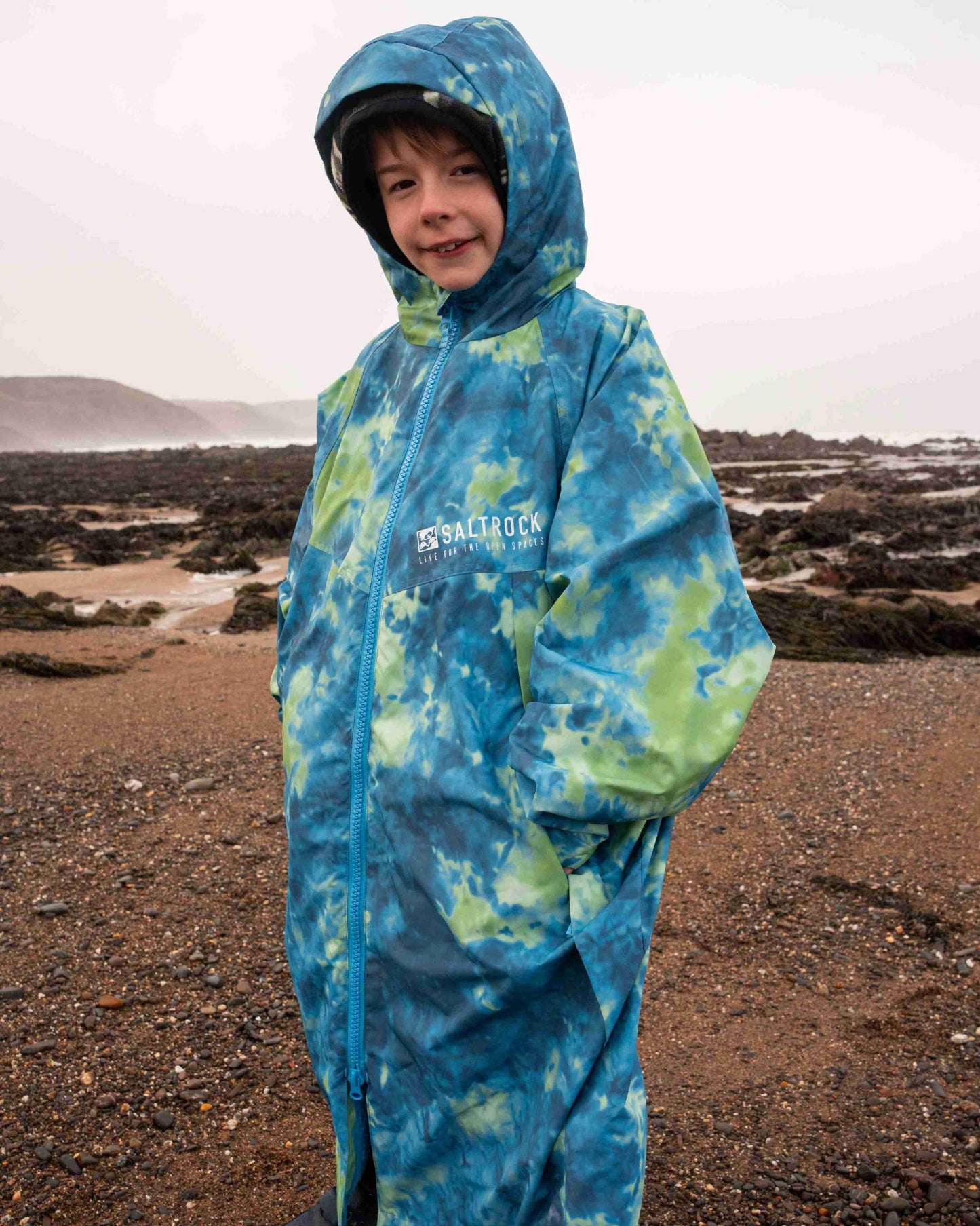 Recycled Kids Changing Robe - Green/Blue