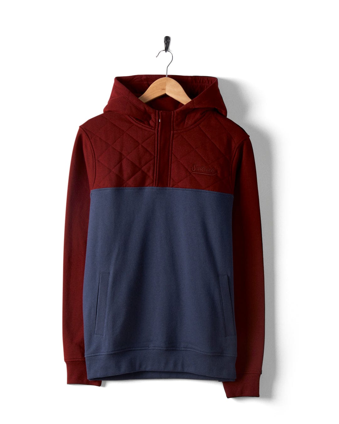 Aiken Mens 1 4 Neck Recycled Hoodie Red