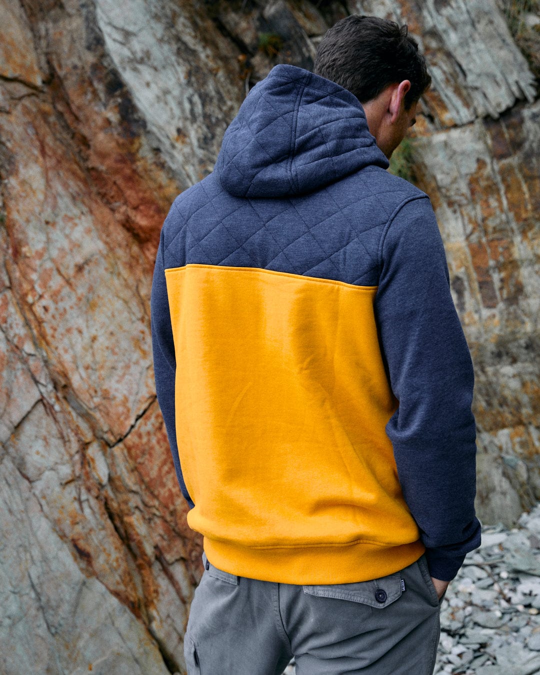 Aiken - Mens 1/4 Neck Recycled Hoodie - Yellow