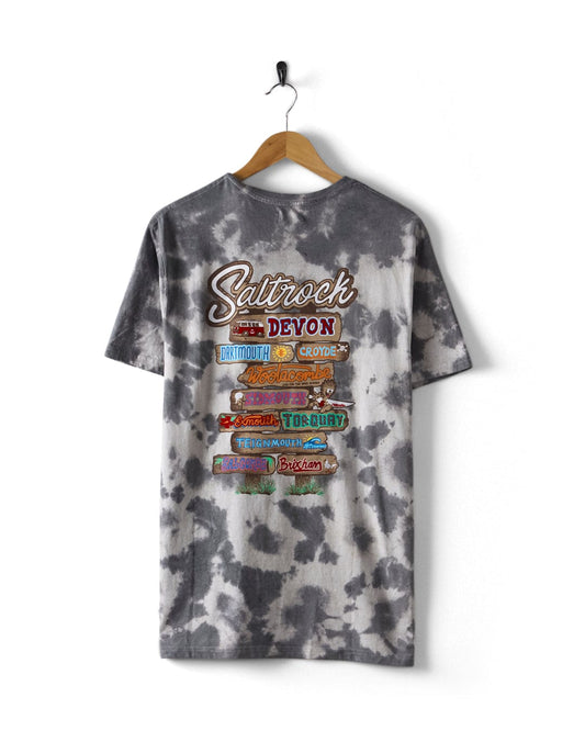 Beach Signs Devon - Mens Tie Dye T-Shirt - Grey