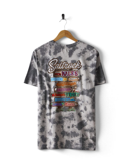 Beach Signs Wales - Mens Tie Dye T-Shirt - Grey