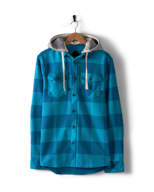 Beale - Mens Hooded Flannel Shirt - Blue