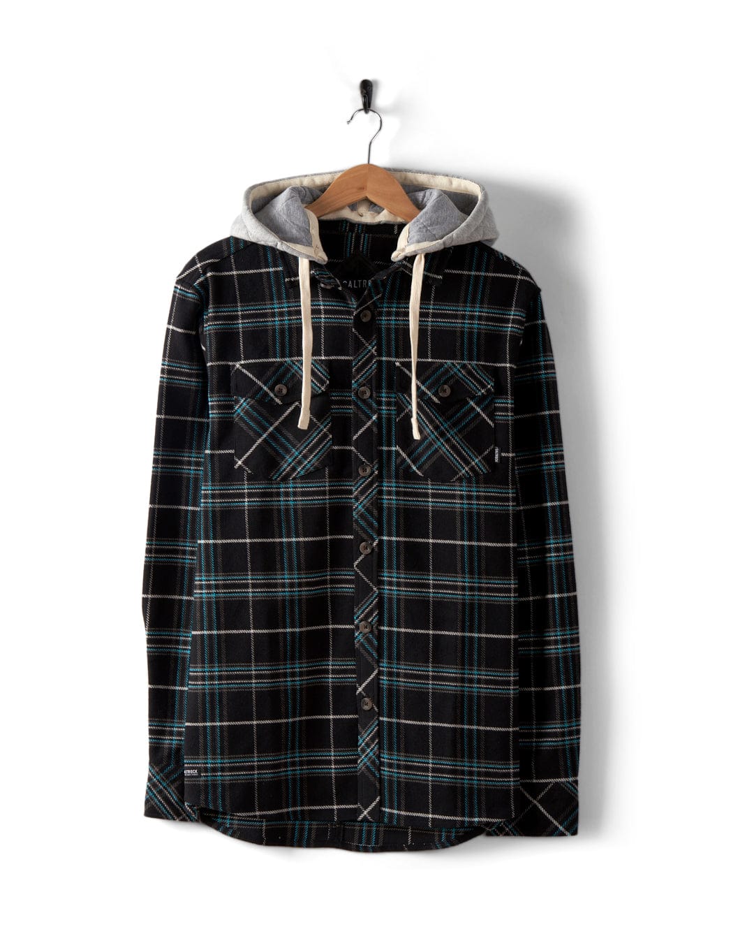 Brydon - Mens Hooded Flannel Shirt - Black