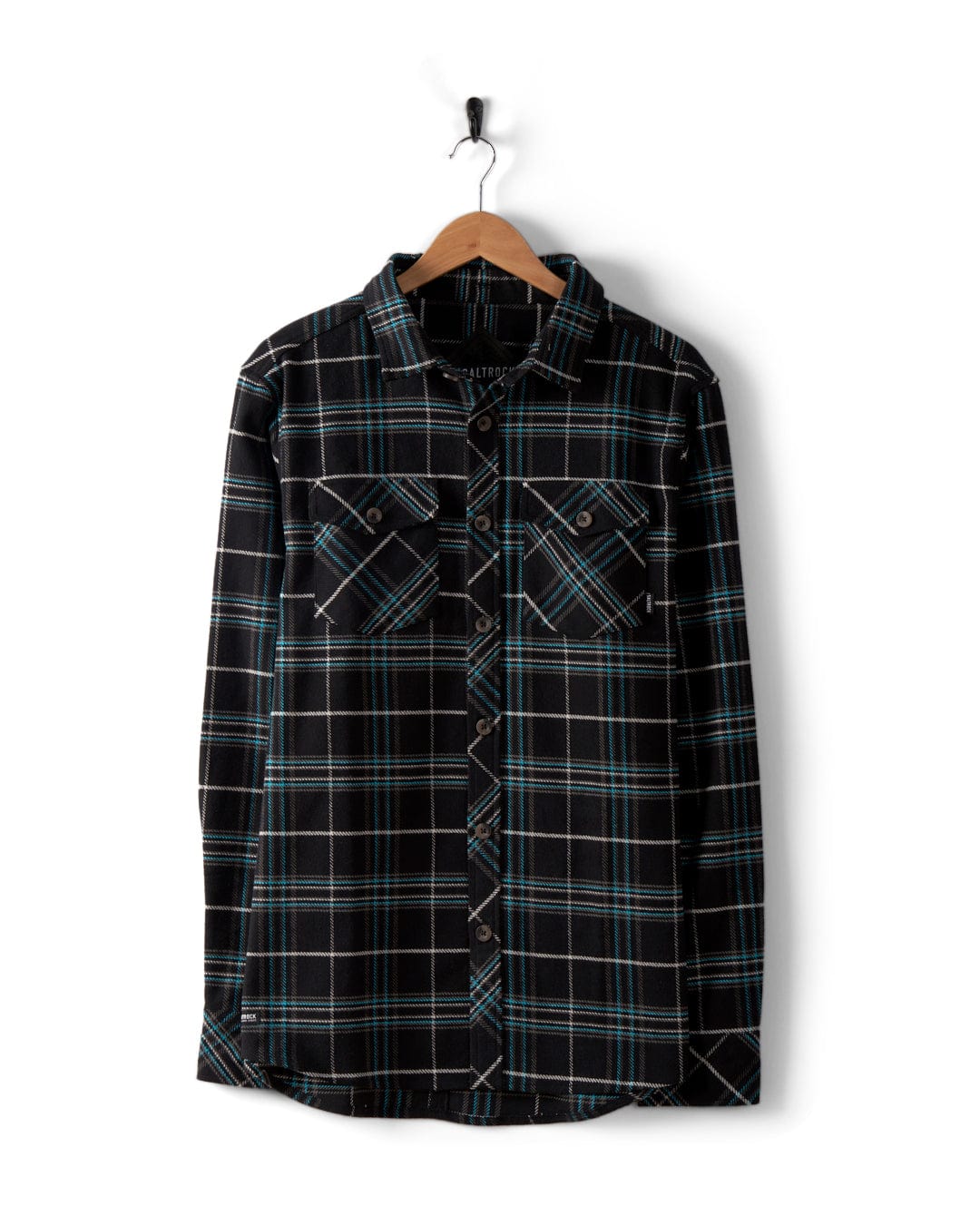 Brydon - Mens Hooded Flannel Shirt - Black