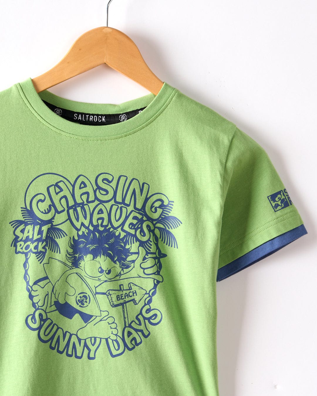 Chasing Waves - Kids Short Sleeve T-Shirt - Green