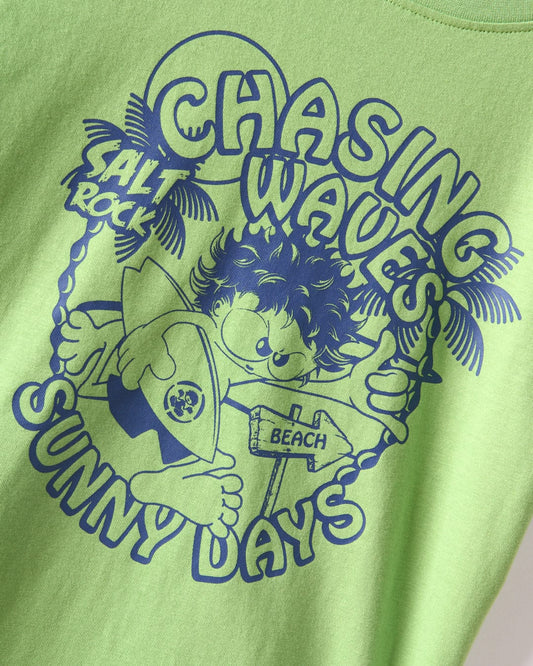 Chasing Waves - Kids Short Sleeve T-Shirt - Green