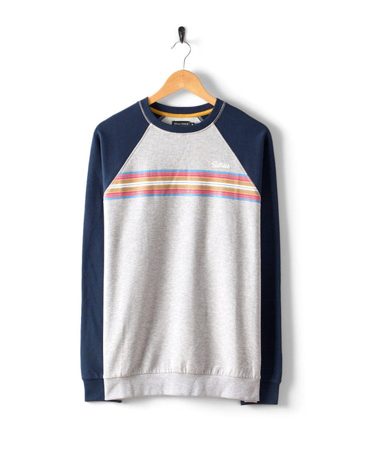 Classic Stripe - Mens Raglan Sweat - Blue/Grey