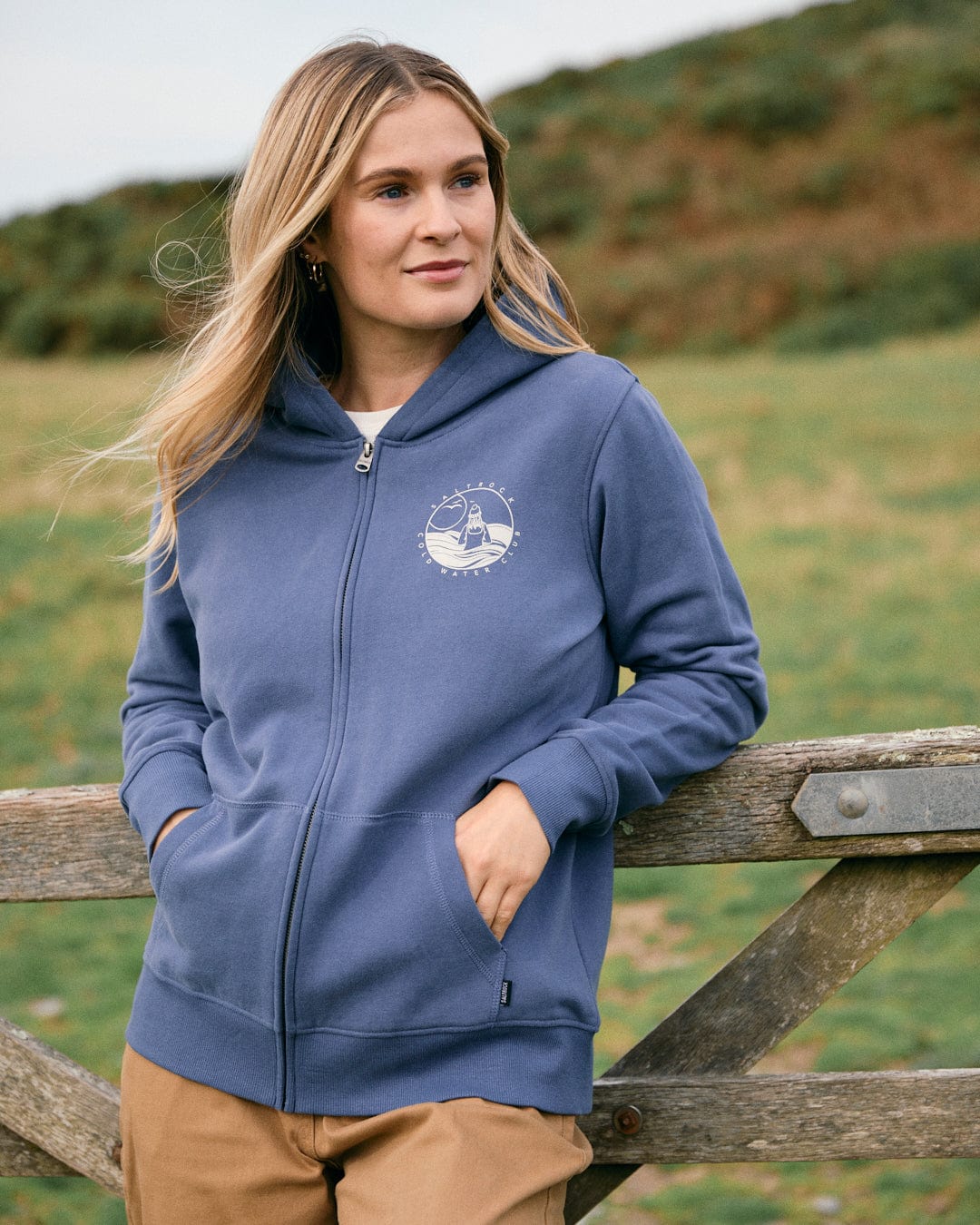 Women's blue zip hoodie sale