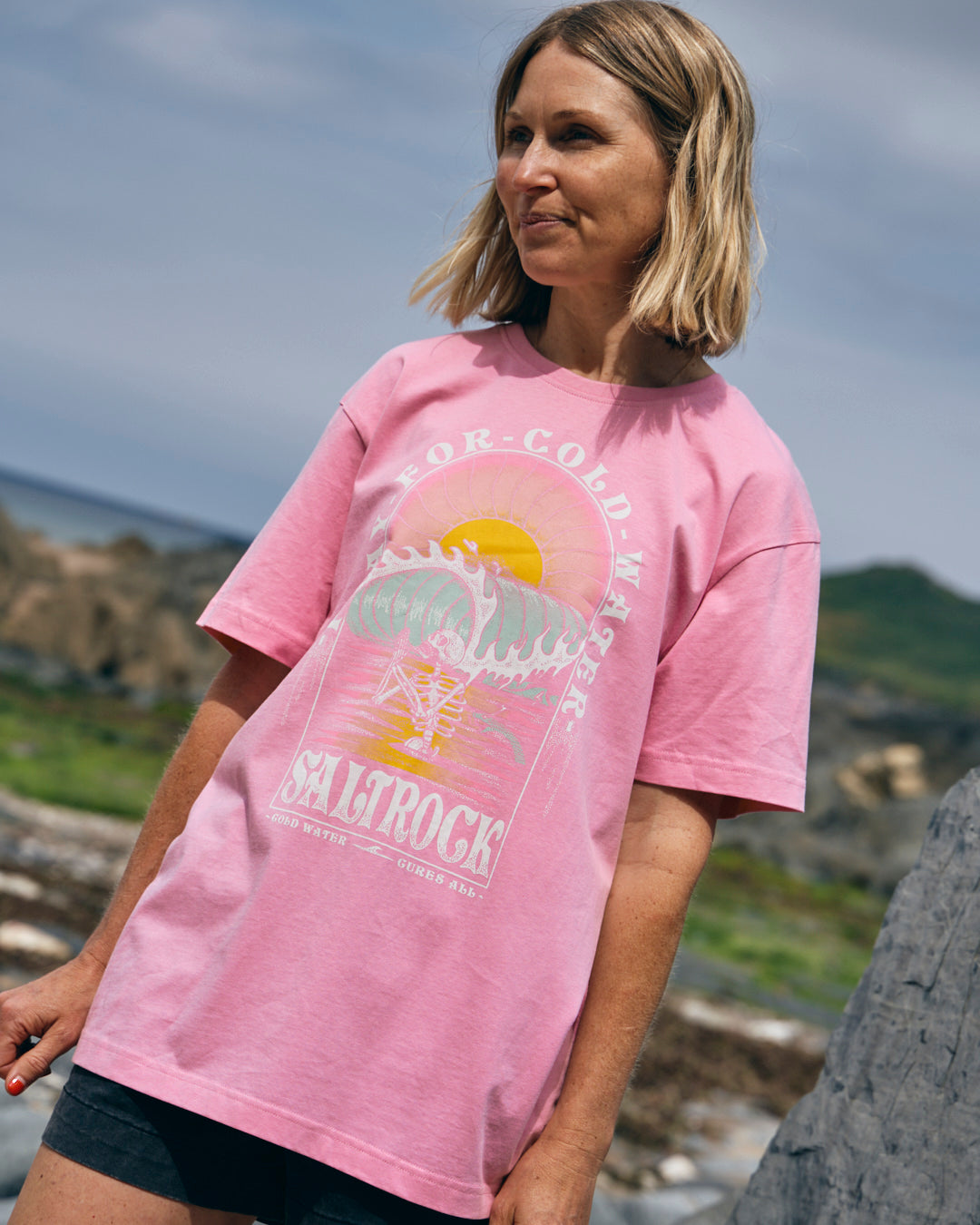Cold Water - Womens Short Sleeve T-Shirt - Pink