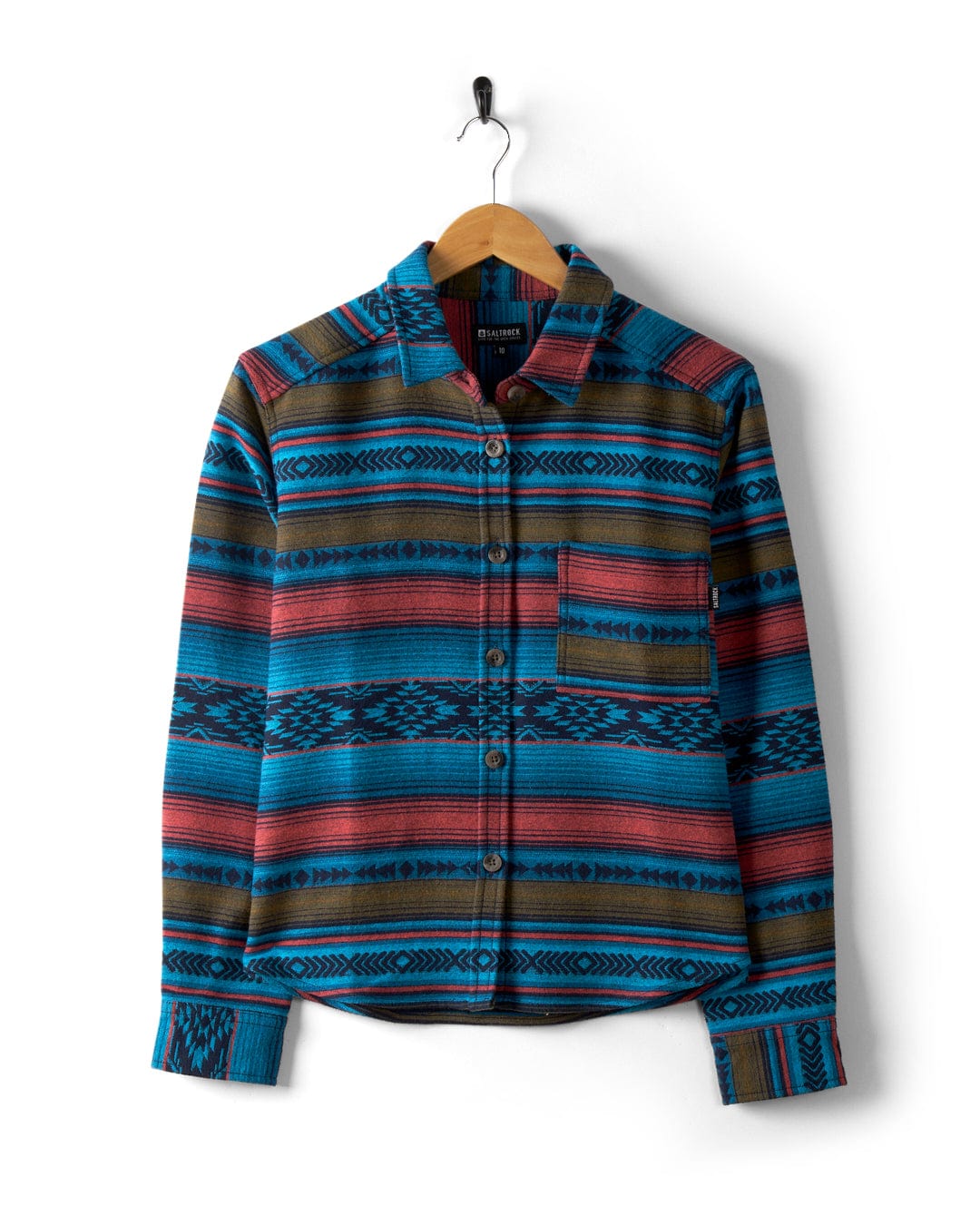 Dani - Womens Boxy Aztec Shirt - Blue