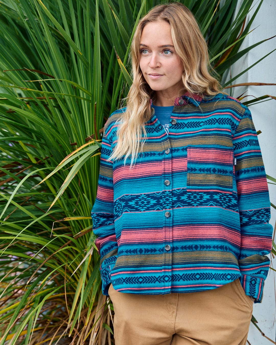 Dani - Boxy Aztec Shirt - Blue