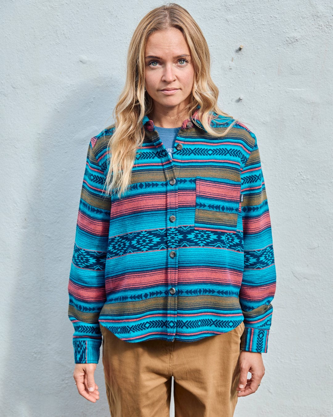 Dani - Boxy Aztec Shirt - Blue