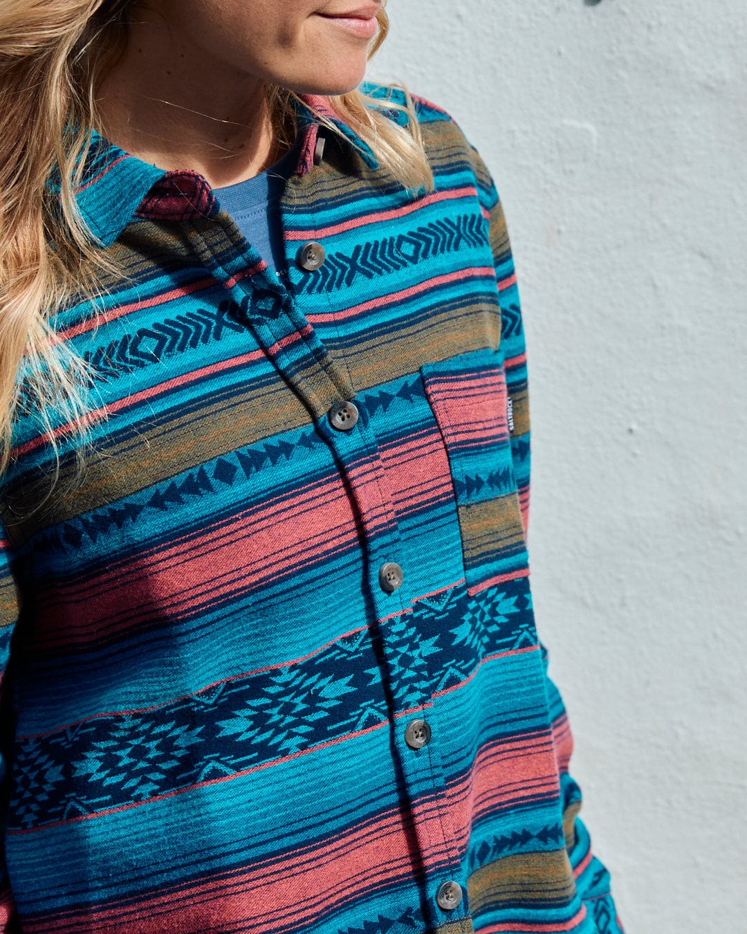 Dani - Boxy Aztec Shirt - Blue