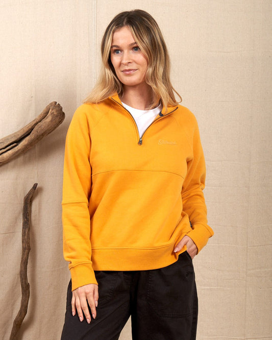 Dimensions - Womens 1/4 Neck Recycled Sweat - Yellow