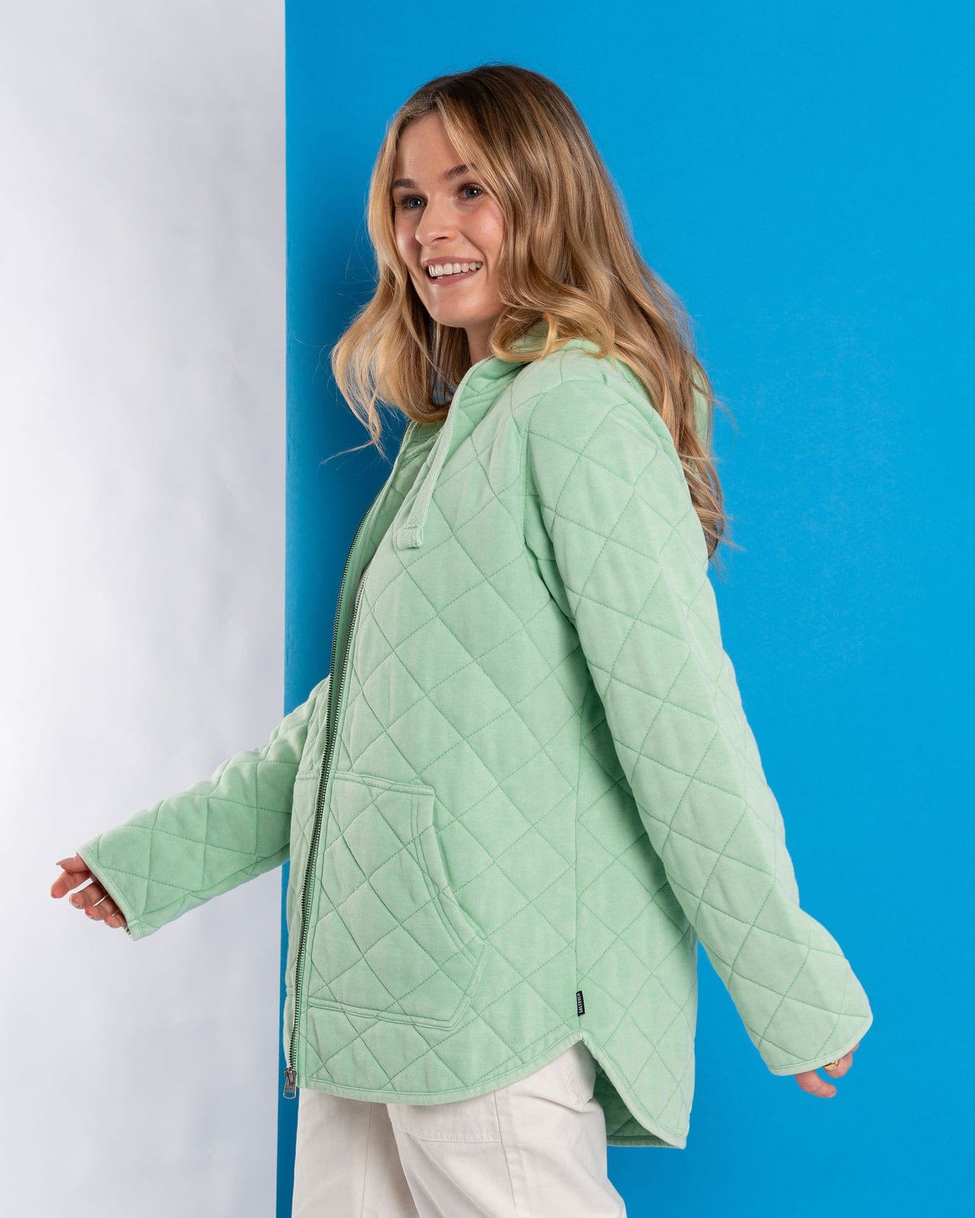 Tarka - Womens Quilted Zip Hoodie - Green