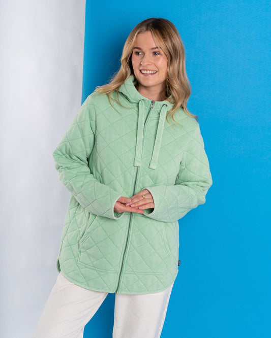 Tarka - Womens Quilted Zip Hoodie - Green