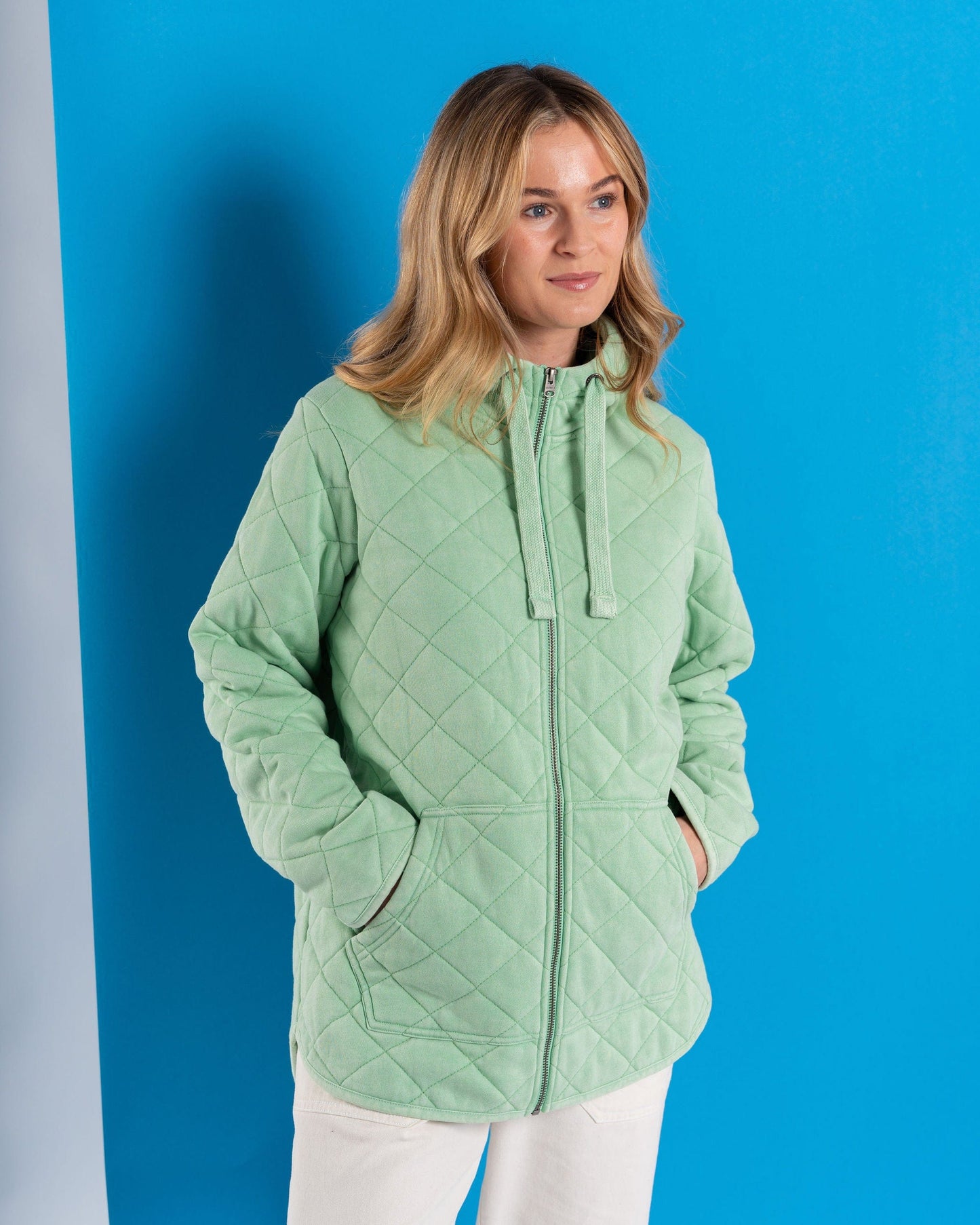 Tarka - Womens Quilted Zip Hoodie - Green