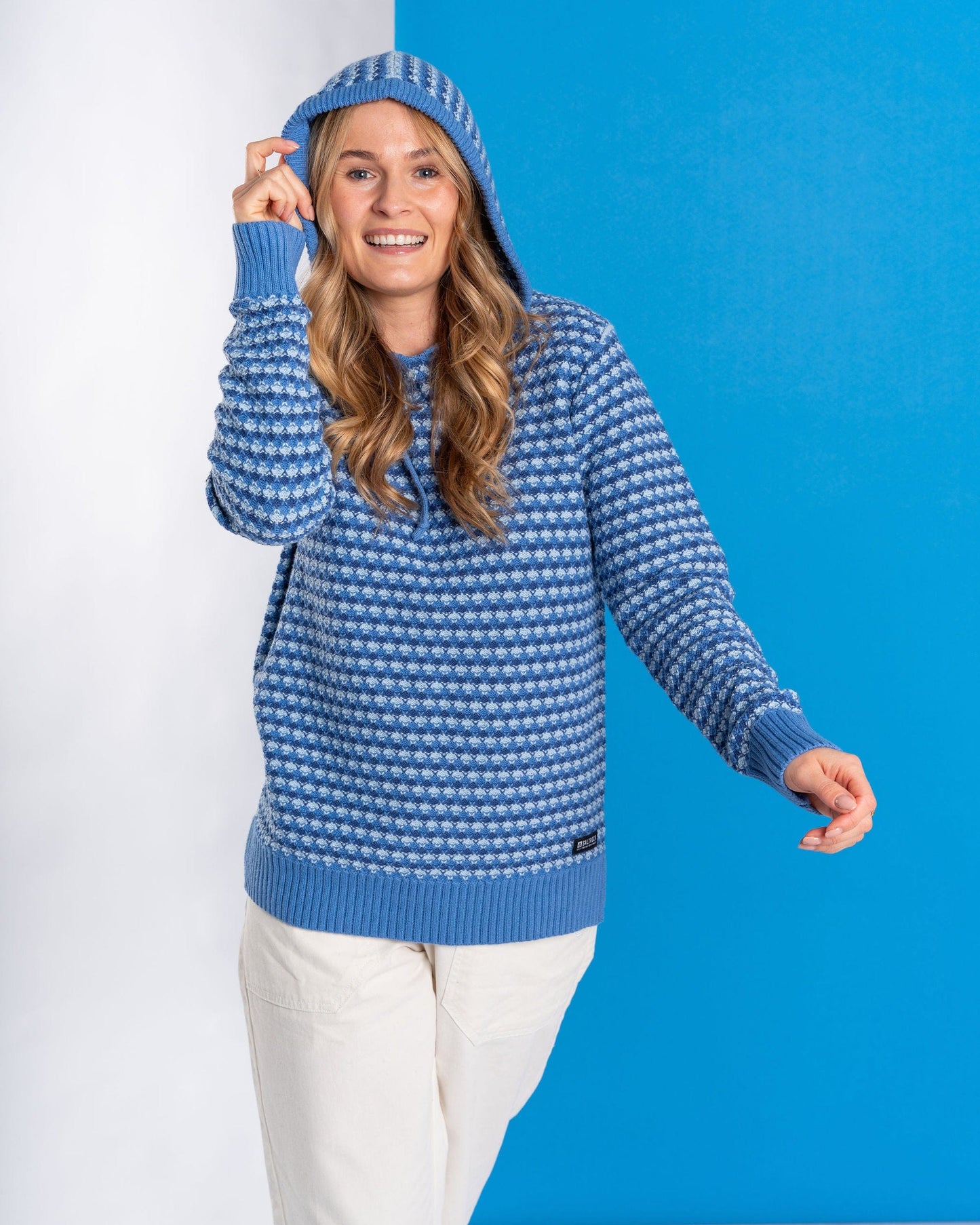 Thaw - Womens Hooded Knitted Hoodie - Blue