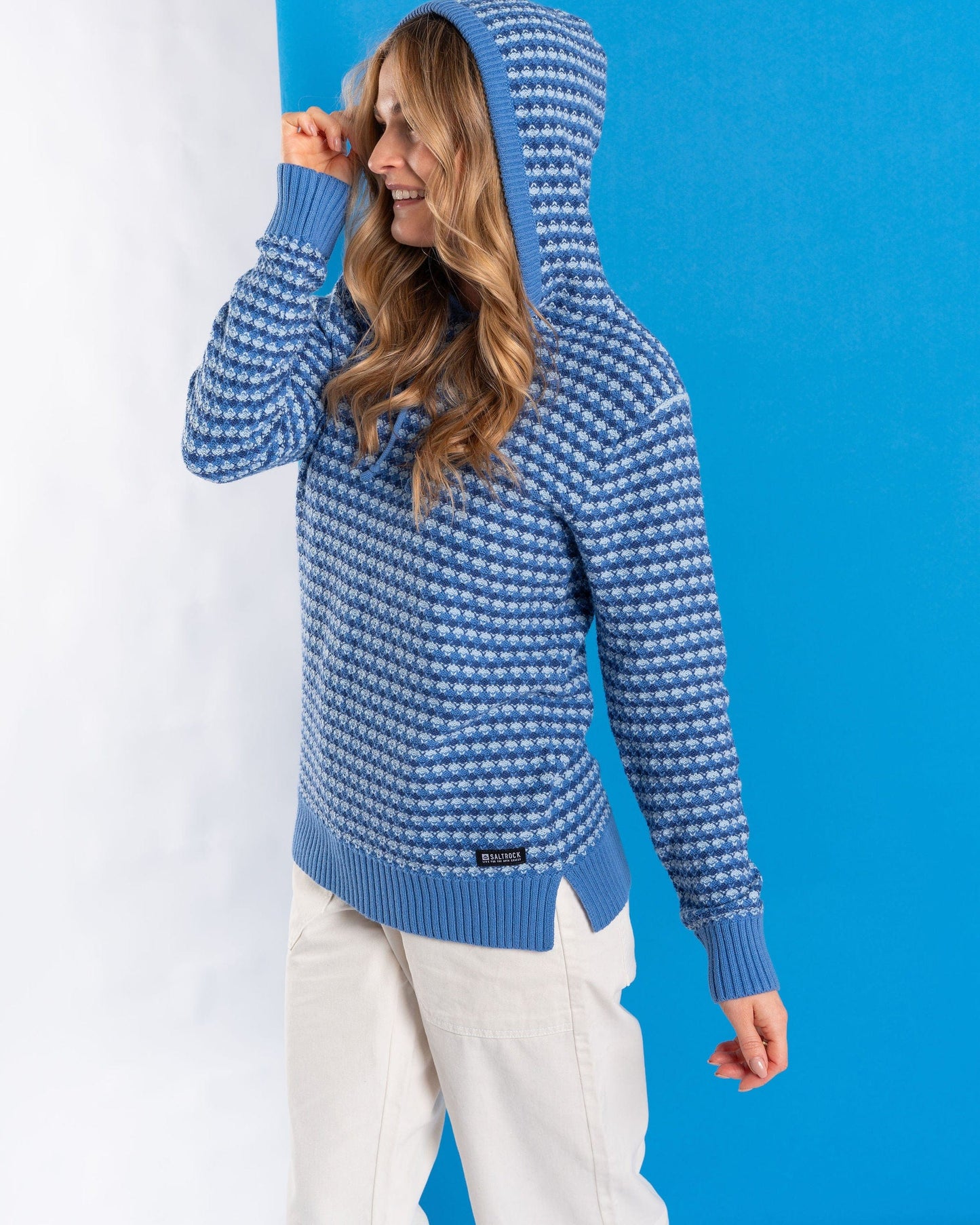 Thaw - Womens Hooded Knitted Hoodie - Blue