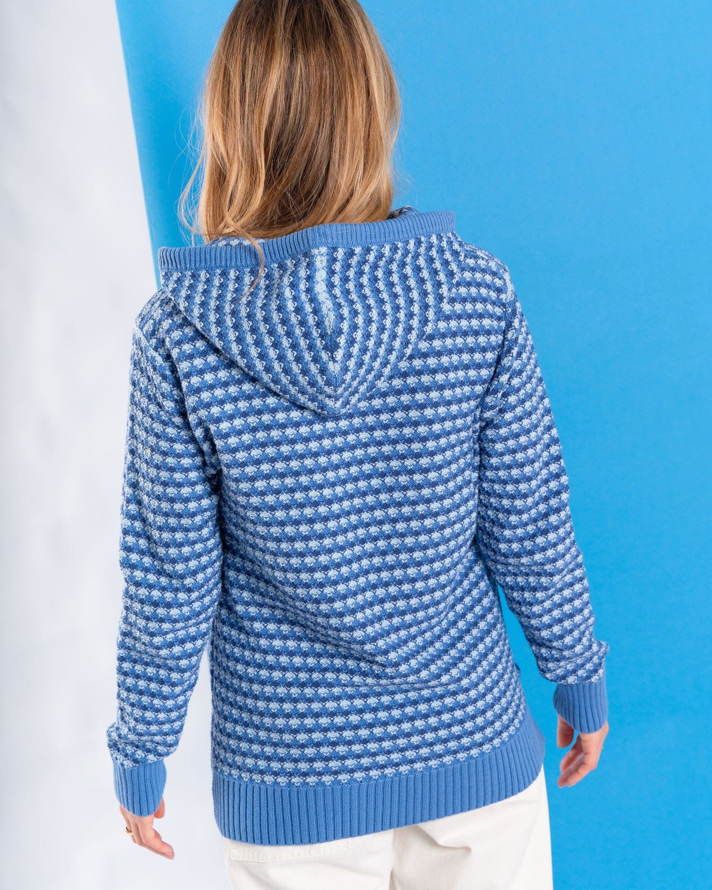 Thaw - Womens Hooded Knitted Hoodie - Blue