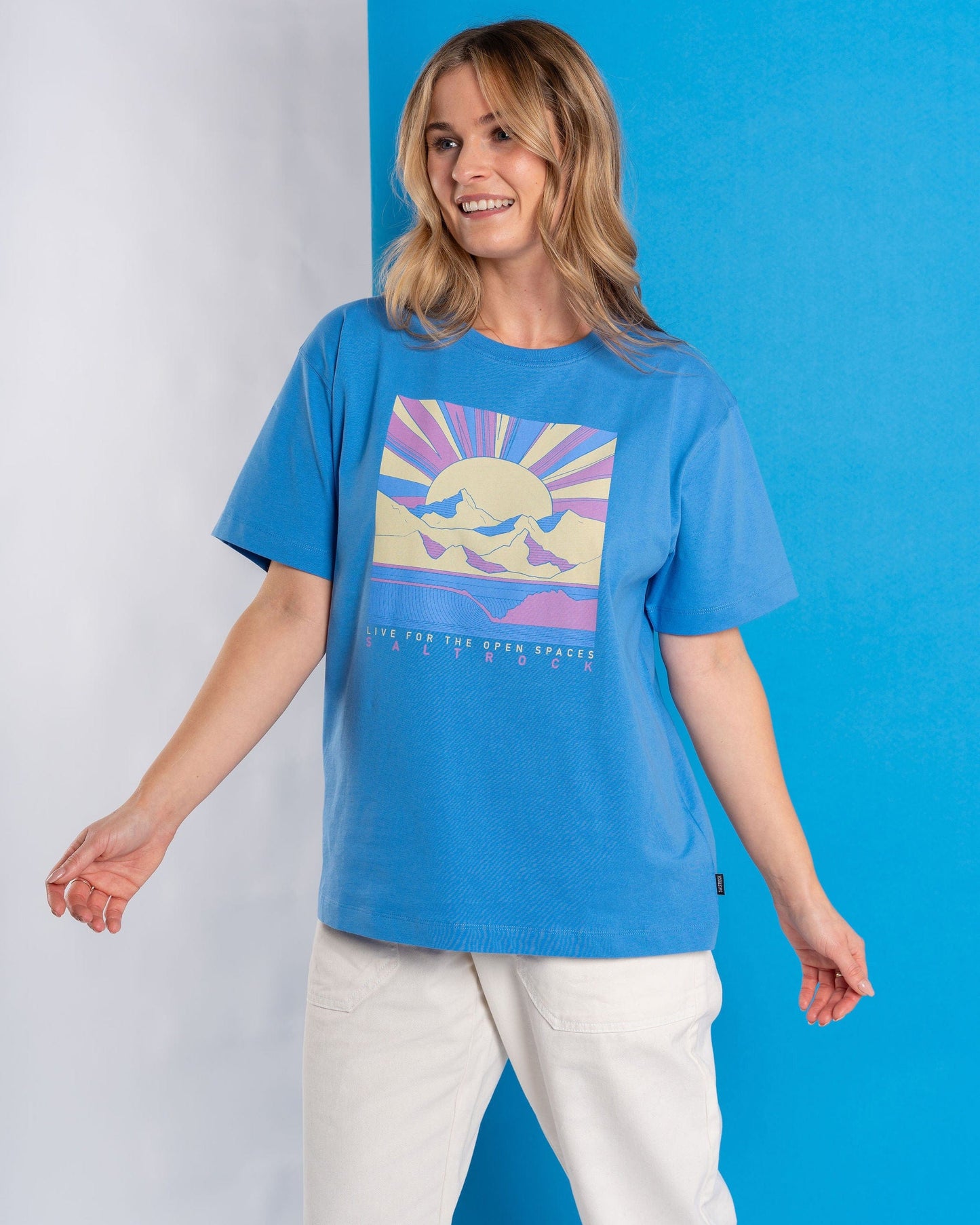 Open Spaces - Womens Oversized Short Sleeve T-Shirt - Blue