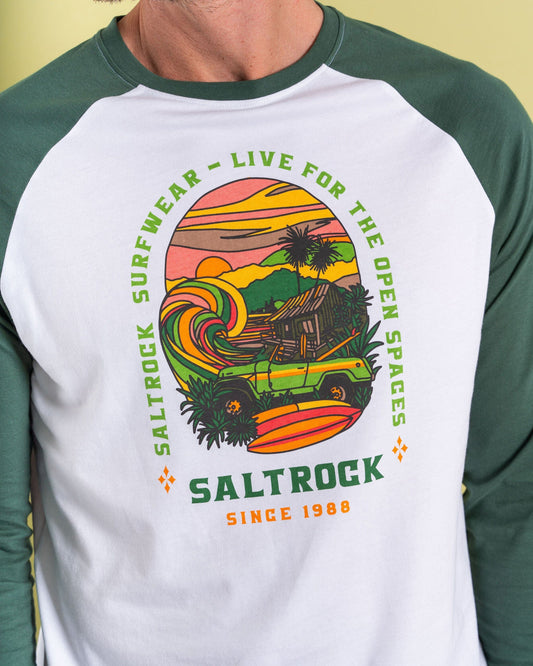 Atlantic Adventure - Mens Long Sleeve Raglan T-Shirt - Green