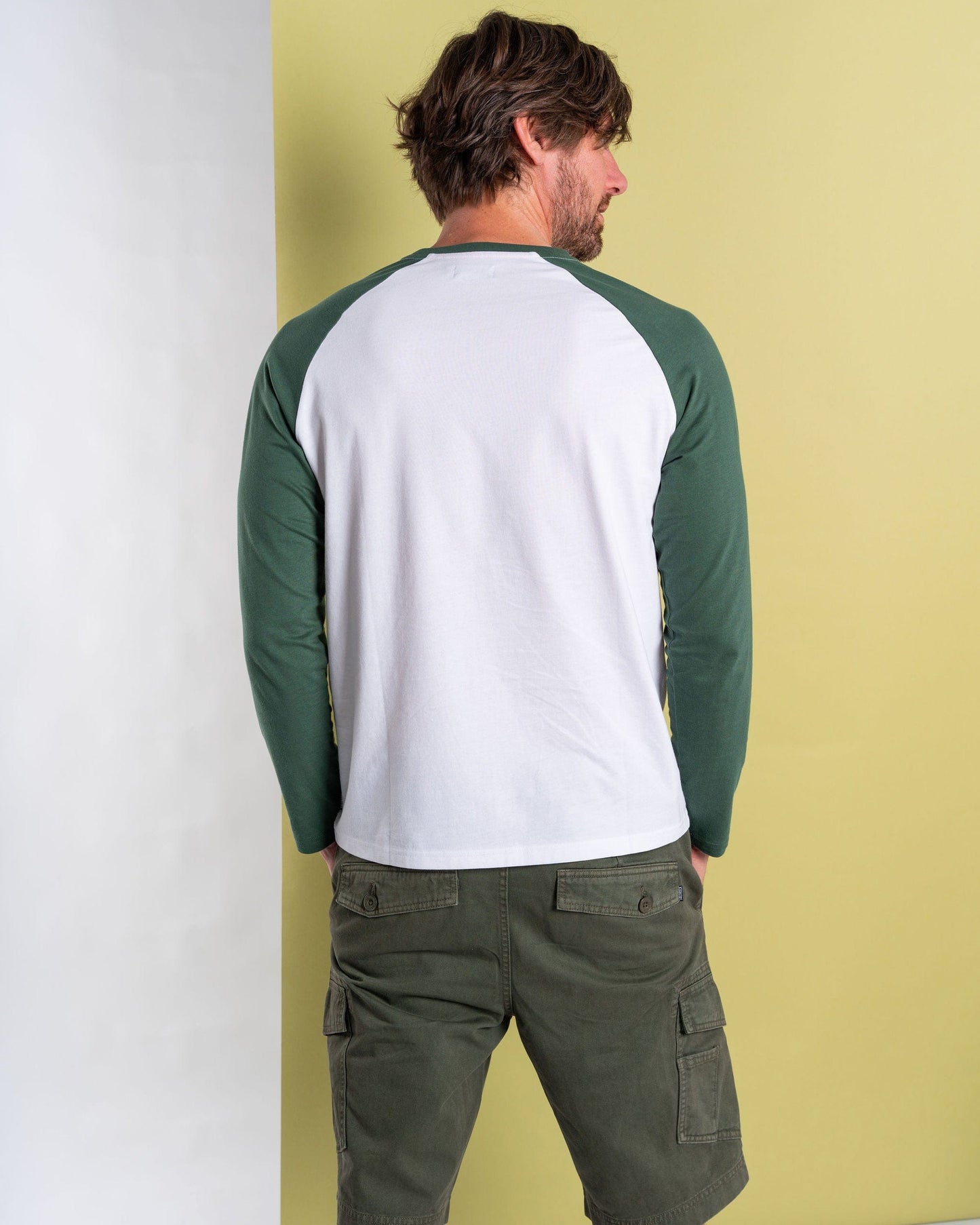 Atlantic Adventure - Mens Long Sleeve Raglan T-Shirt - Green