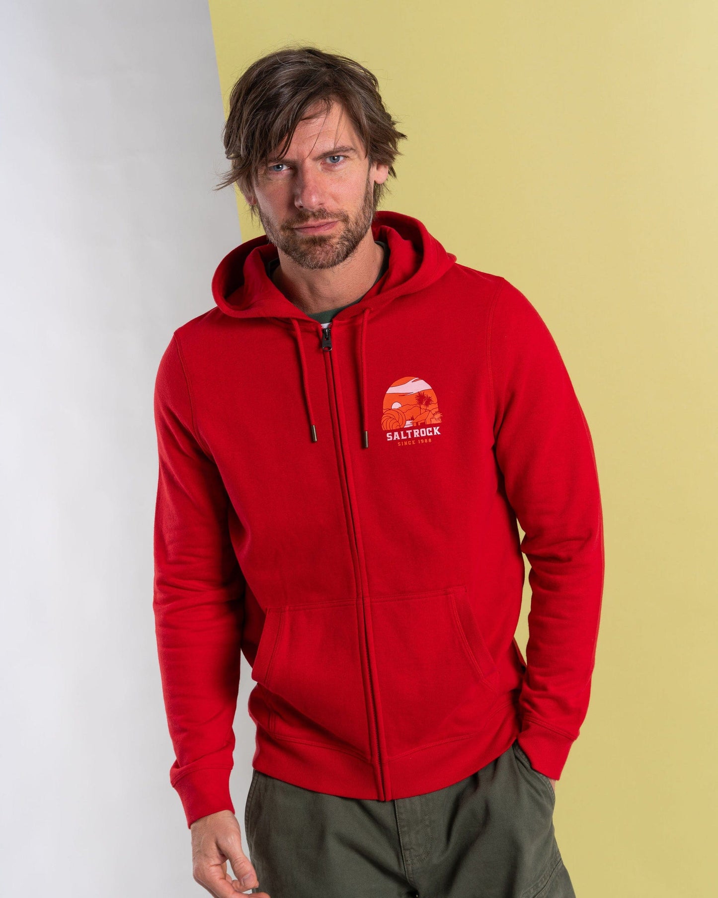 Atlantic Adventure - Mens Zip Hoodie - Red