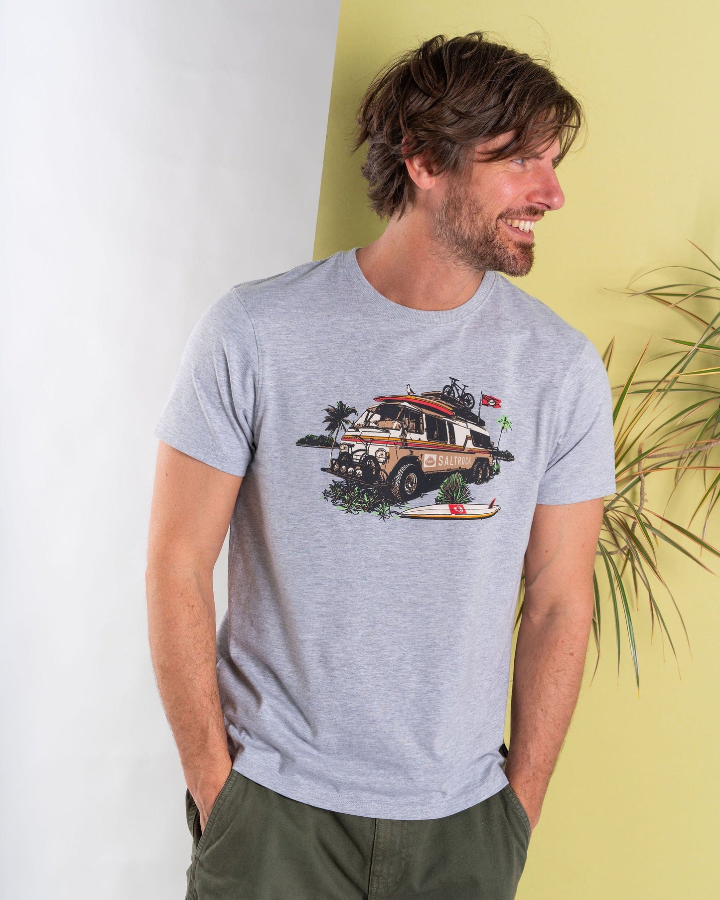 Retro Camper - Mens Short Sleeve T-Shirt - Grey