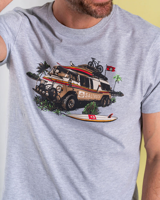 Retro Camper - Mens Short Sleeve T-Shirt - Grey