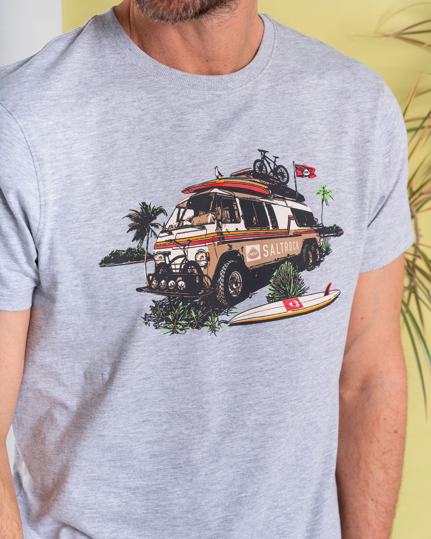 Retro Camper - Mens Short Sleeve T-Shirt - Grey