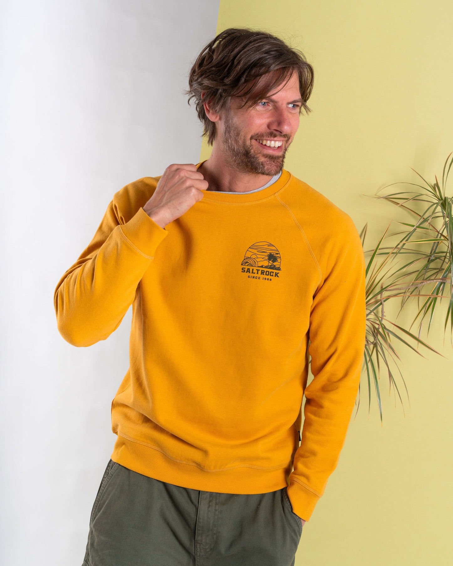 Atlantic Adventure - Mens Raglan Sweat - Yellow