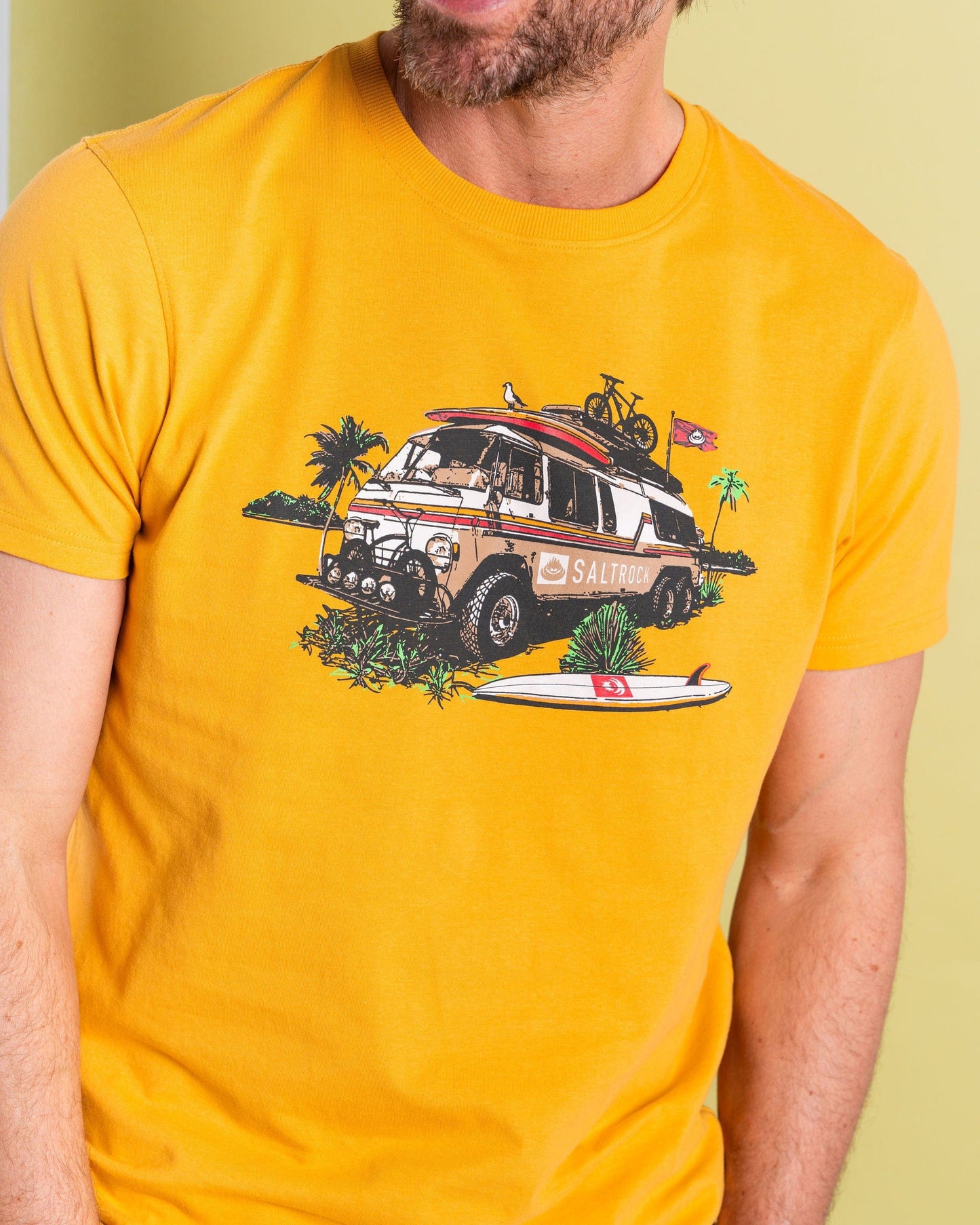 Retro Camper - Mens Short Sleeve T-Shirt - Yellow