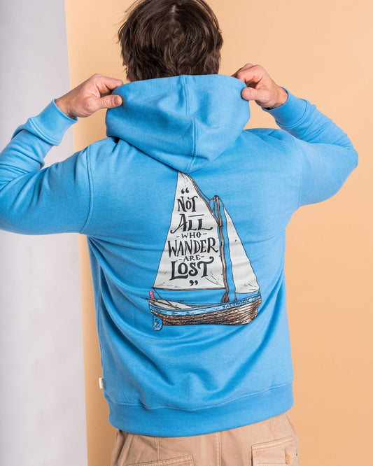 Lost Ships - Mens Pop Hoodie - Light Blue