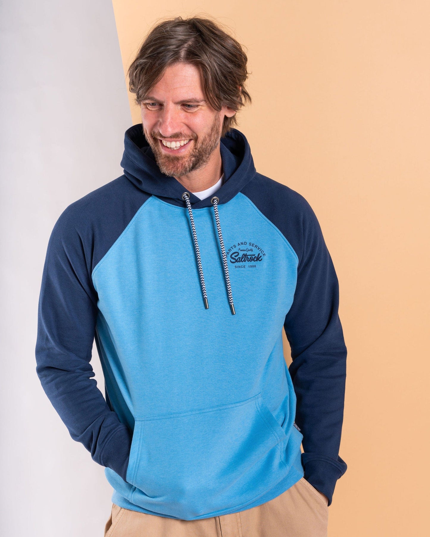 Strike Logo - Mens Raglan Pop Hoodie - Blue