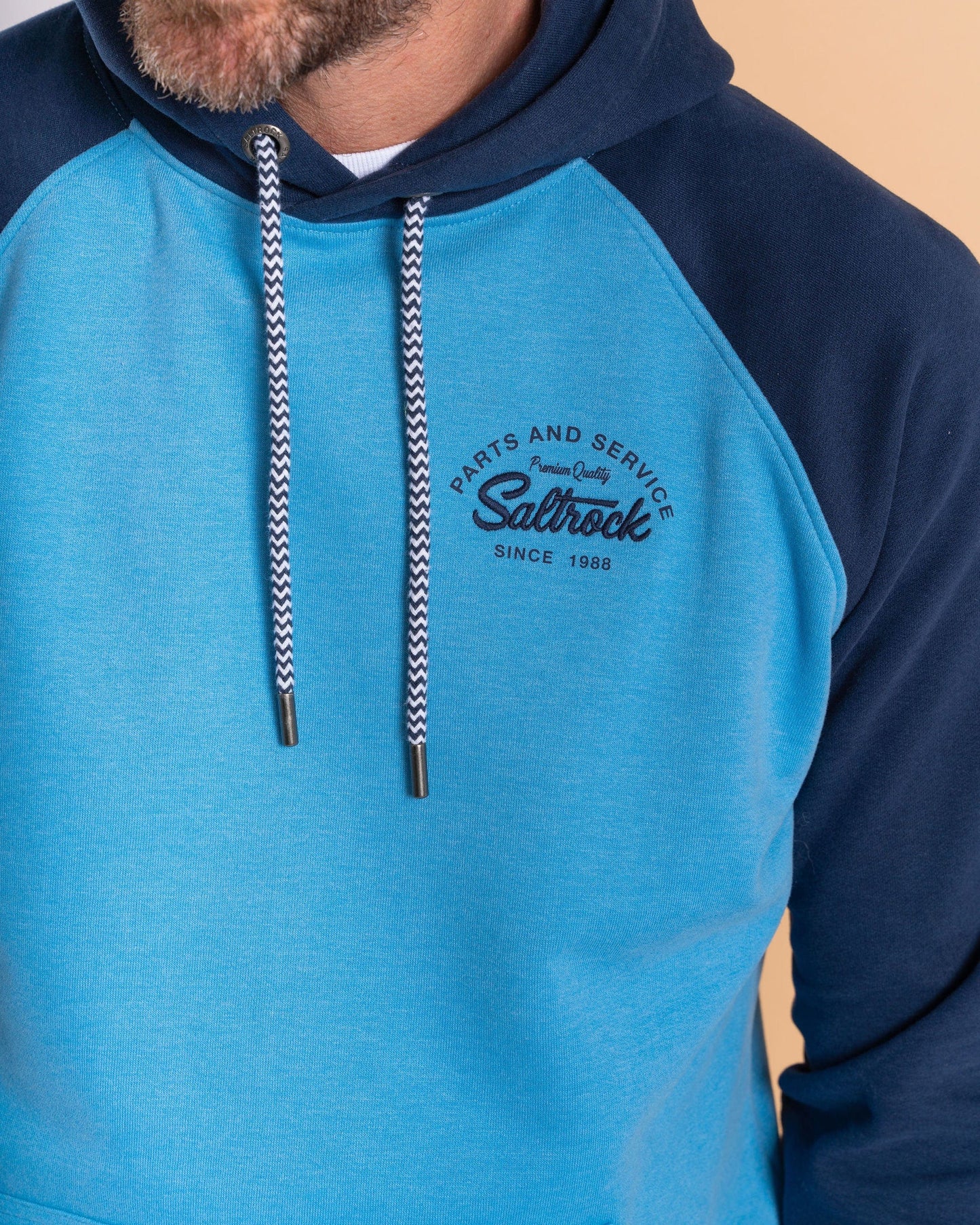 Strike Logo - Mens Raglan Pop Hoodie - Blue