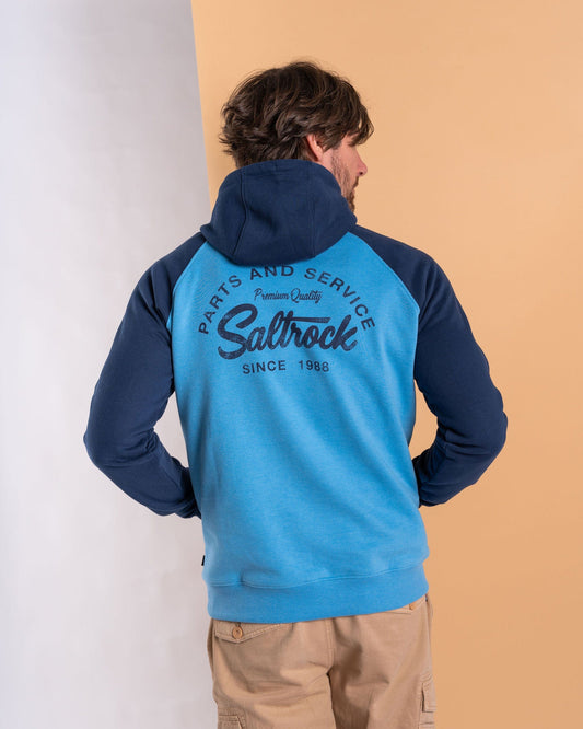 Strike Logo - Mens Raglan Pop Hoodie - Blue