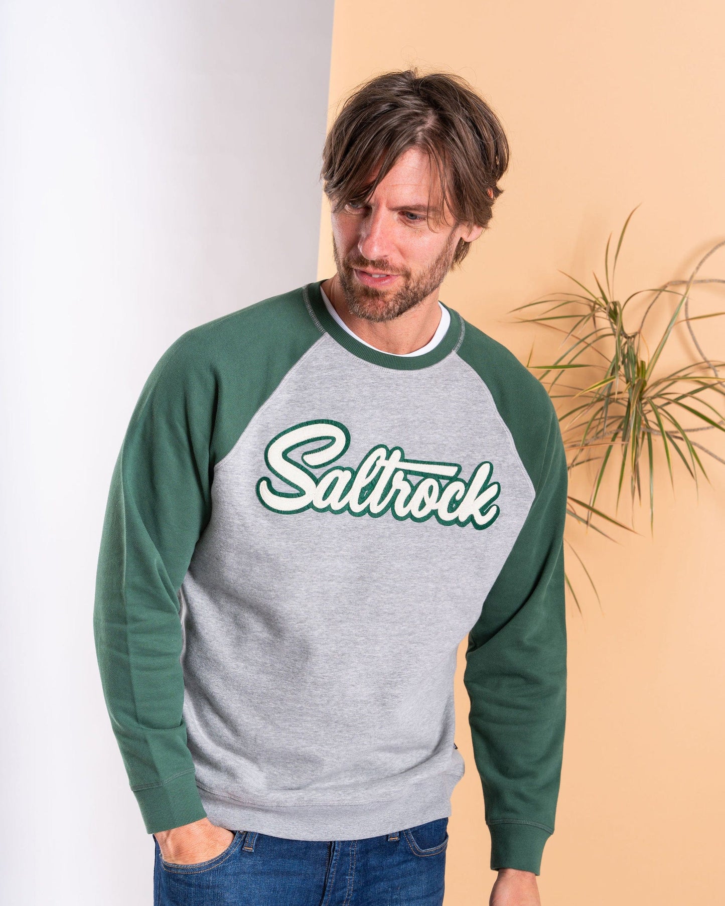 Strike - Mens Raglan Sweater - Grey/Green