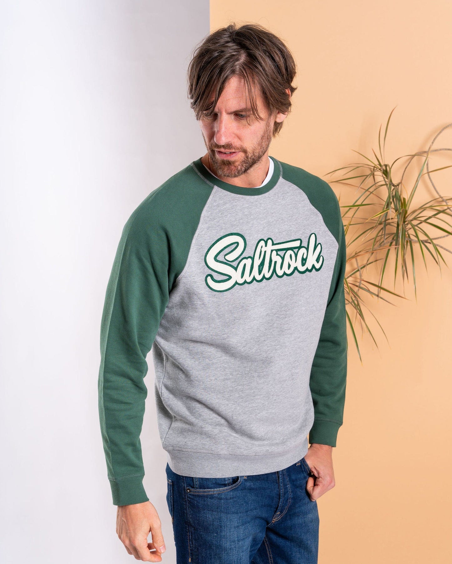 Strike - Mens Raglan Sweater - Grey/Green