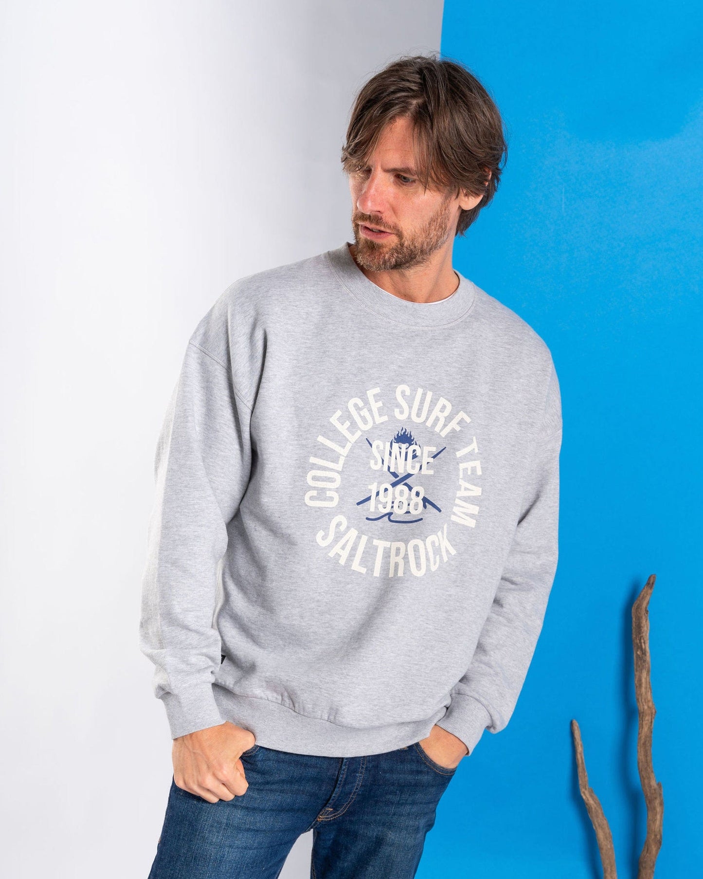 Surf Team - Mens Oversized Sweat - Grey