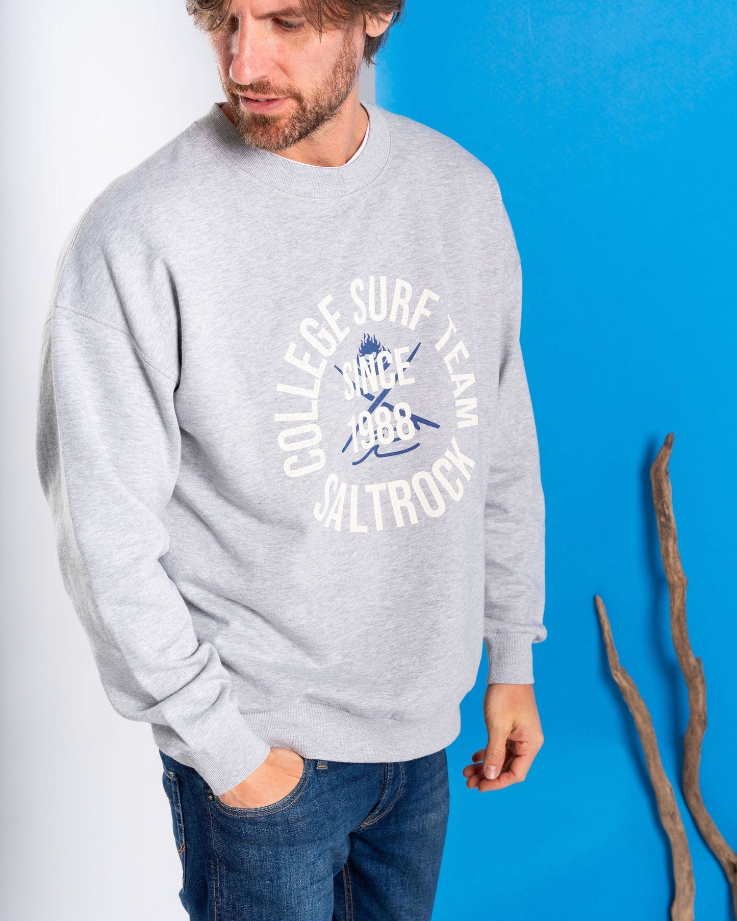 Surf Team - Mens Oversized Sweat - Grey