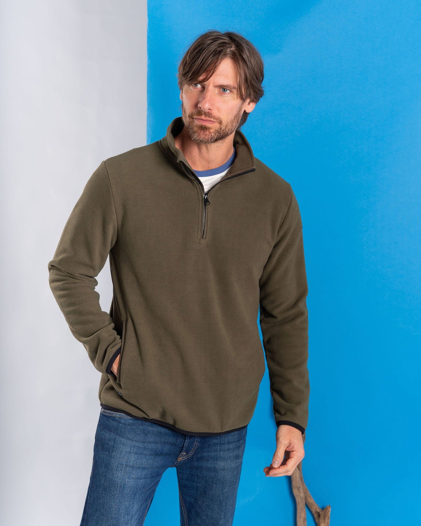 Theo - Mens 1/4 Neck Recycled Fleece - Green