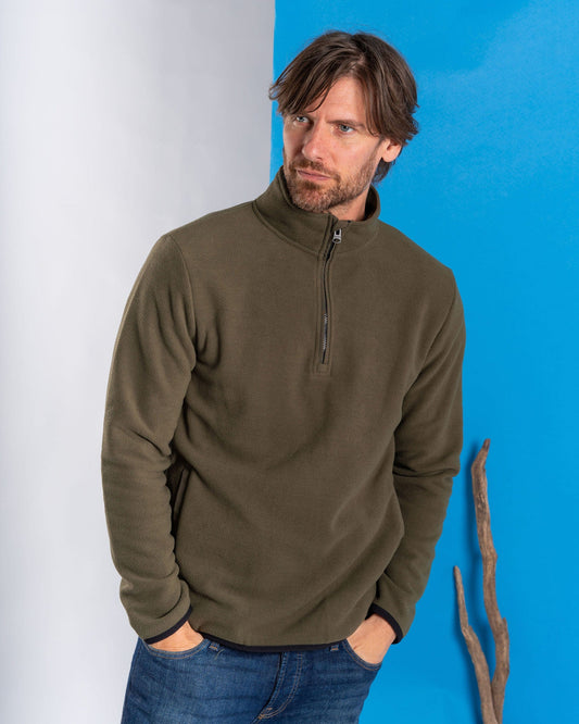 Theo - Mens 1/4 Neck Recycled Fleece - Green