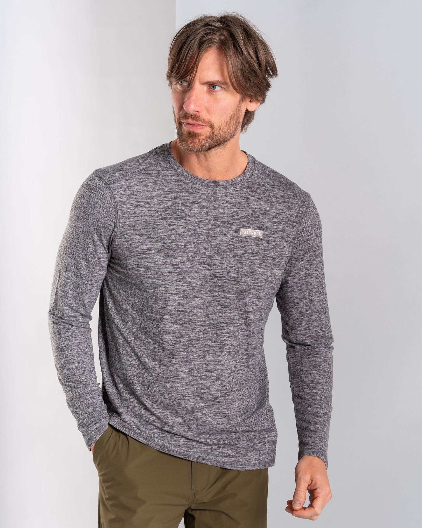 Aestus - Mens UPF 50+ Hybrid Long Sleeve Tee - Dark Grey