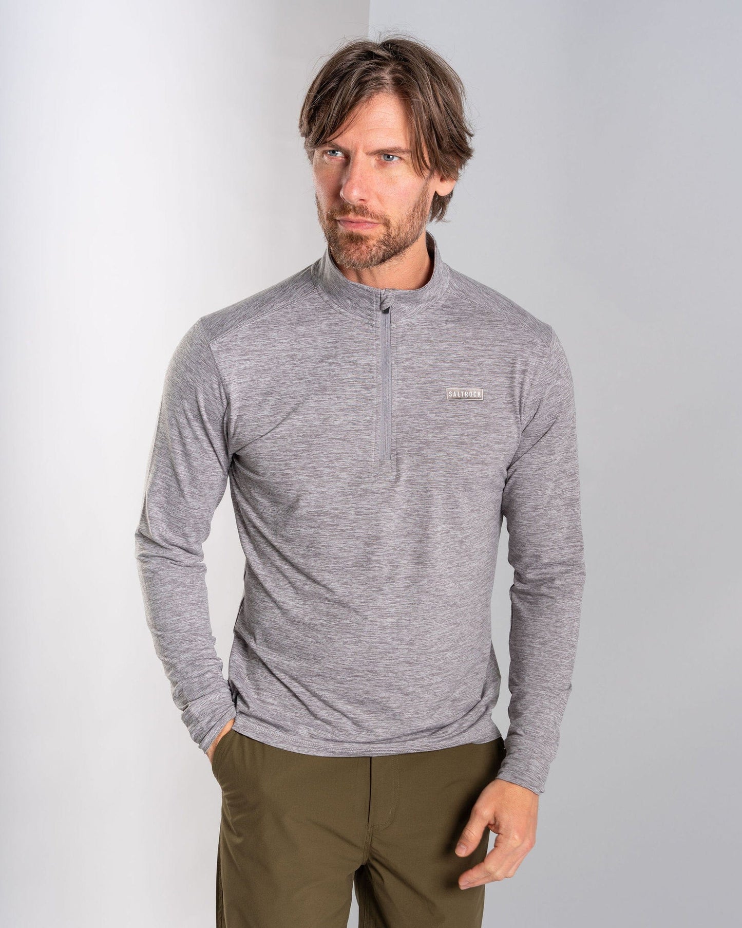 Aestus - Mens UPF 50+ Hybrid 1/4 Neck Top - Grey