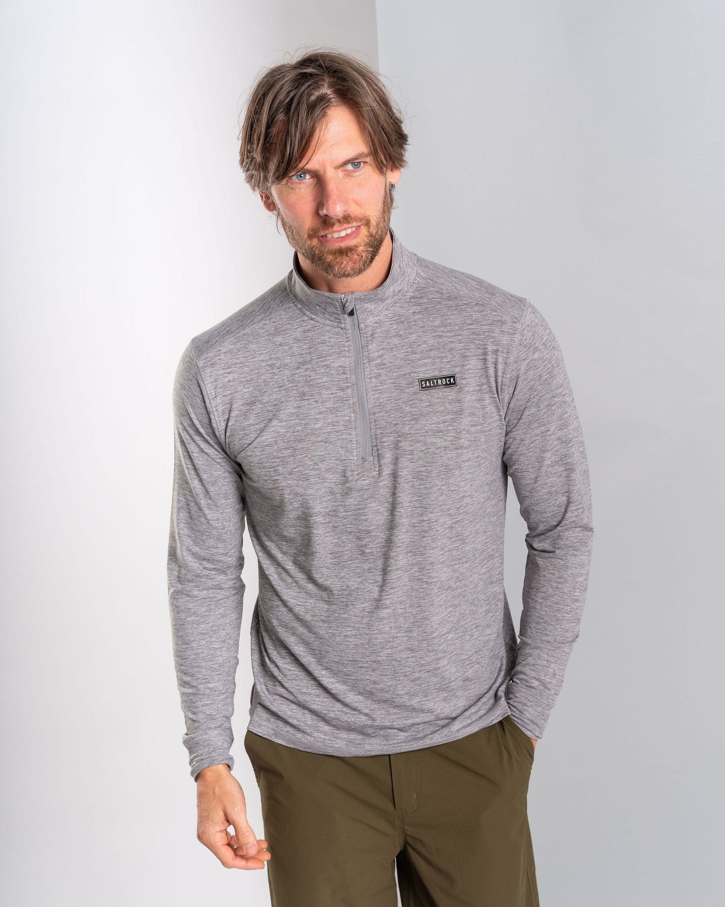 Aestus - Mens UPF 50+ Hybrid 1/4 Neck Top - Grey