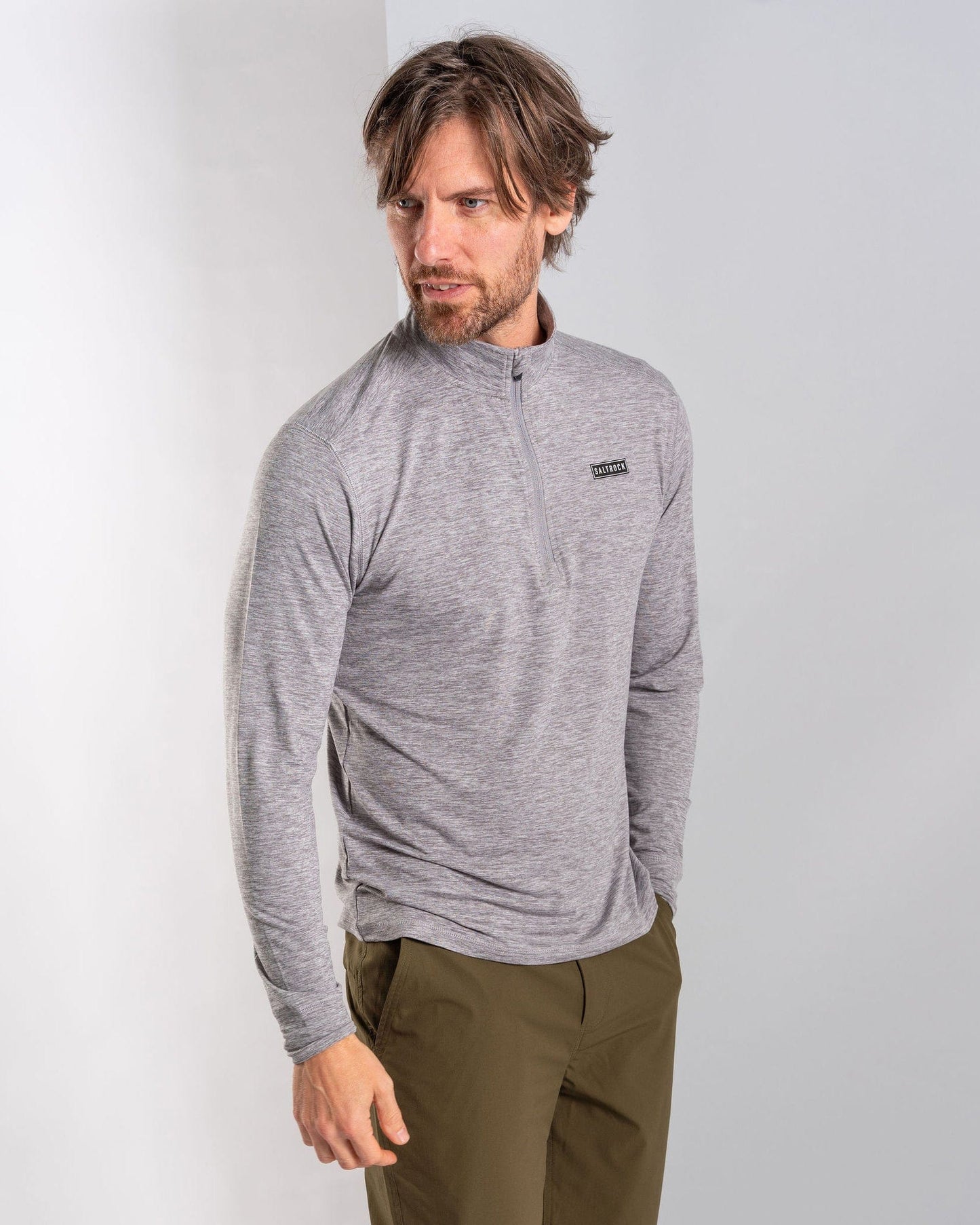 Aestus - Mens UPF 50+ Hybrid 1/4 Neck Top - Grey