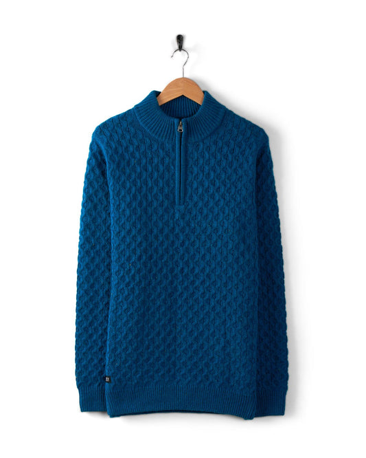 Flint - Mens 1/4 Neck Zip Knit - Blue