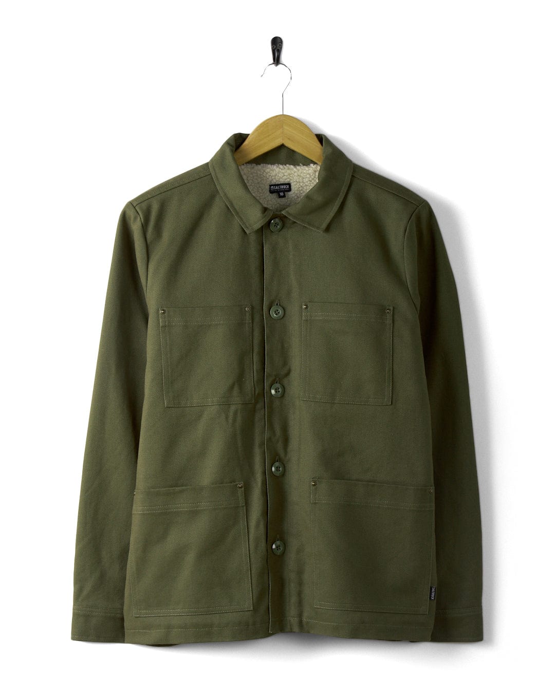 Frida - Womens Sherpa Lined Utility Jacket - Green