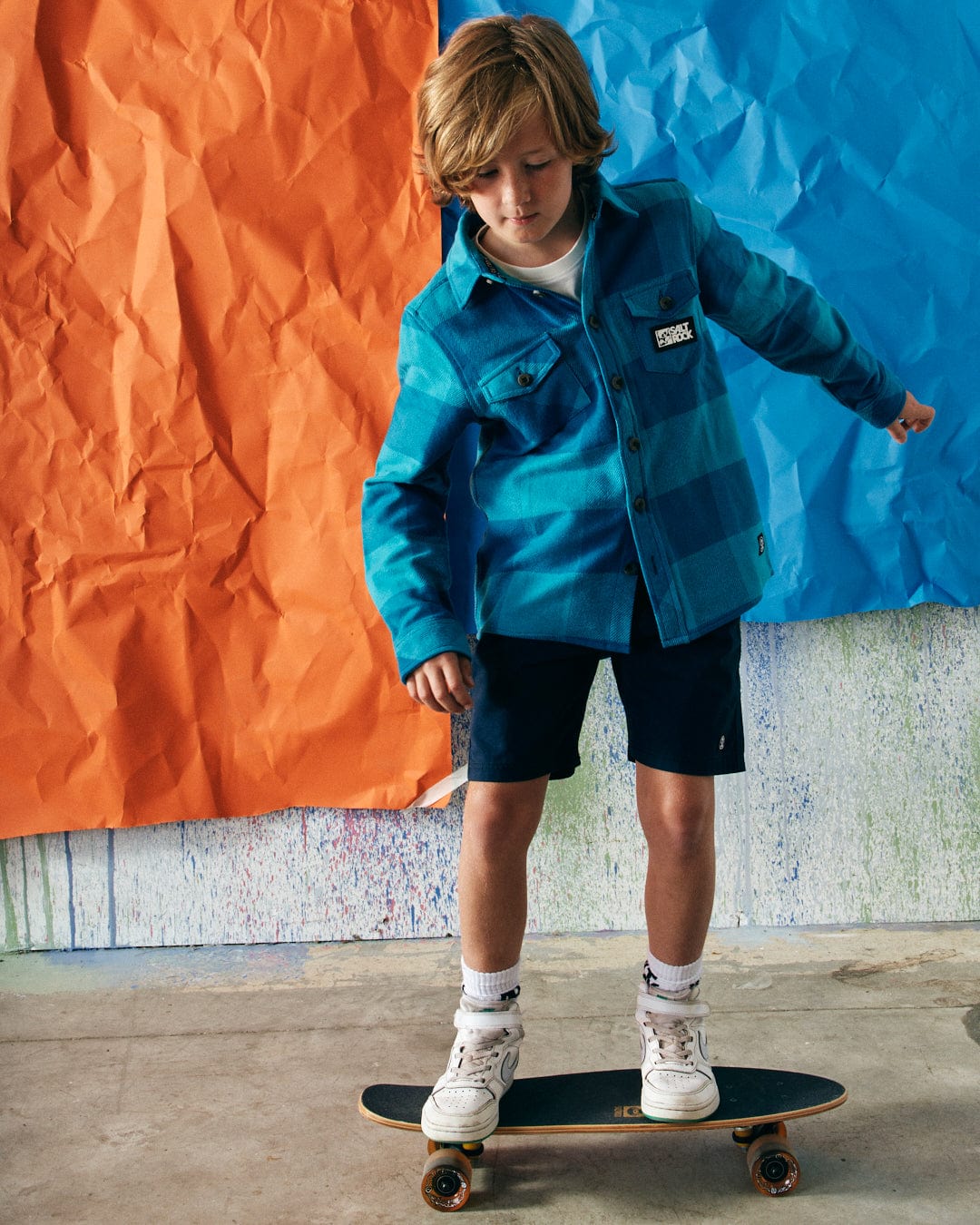 Hawkins - Kids Hooded Flannel Shirt - Blue